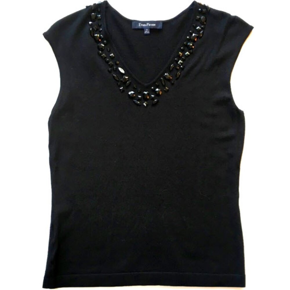 Evan Picone Embellished Sleeveless Sweater